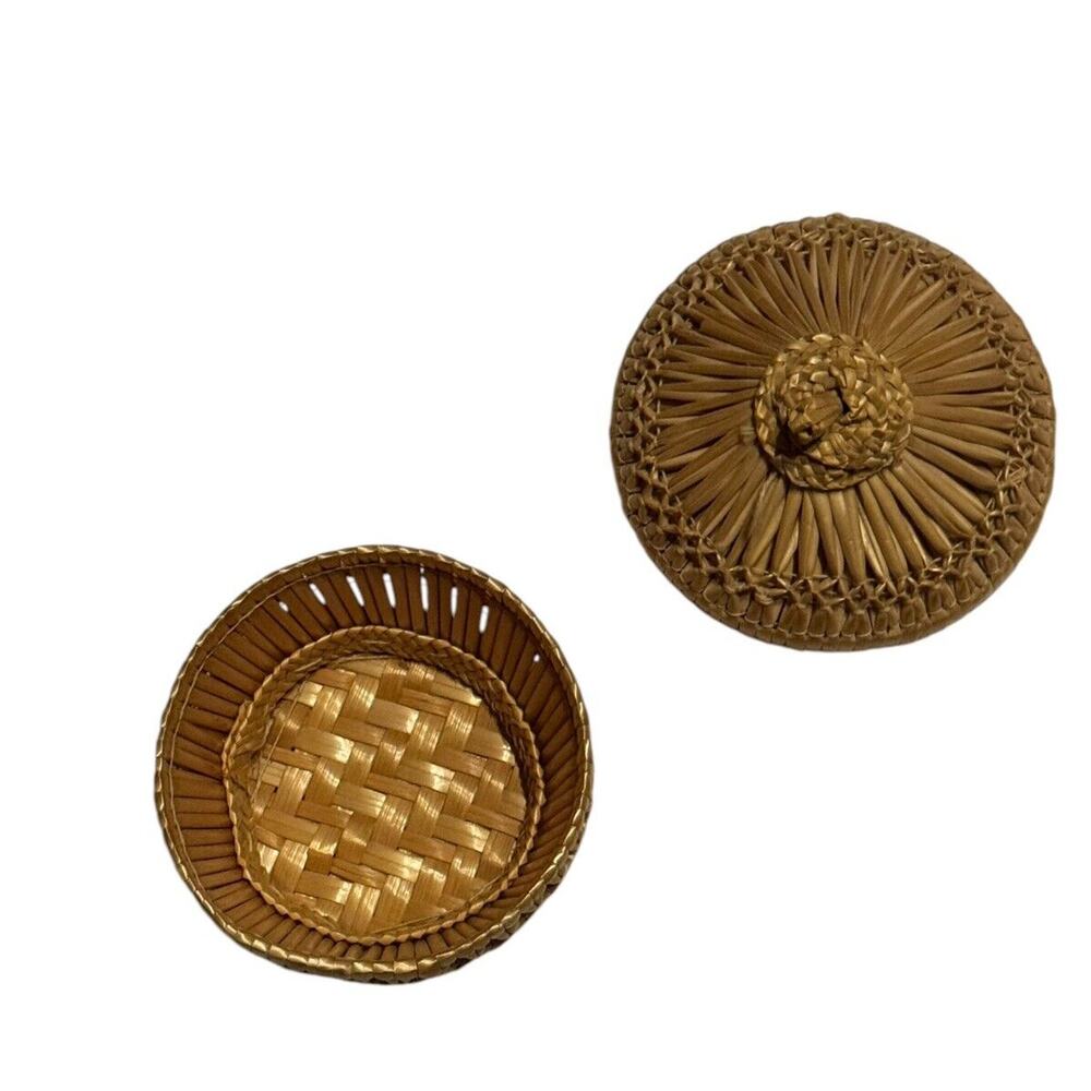 Boho Weaved Trinket Basket Box Traditional Handmade Mini Jewelry Box‎ Bamboo (?)